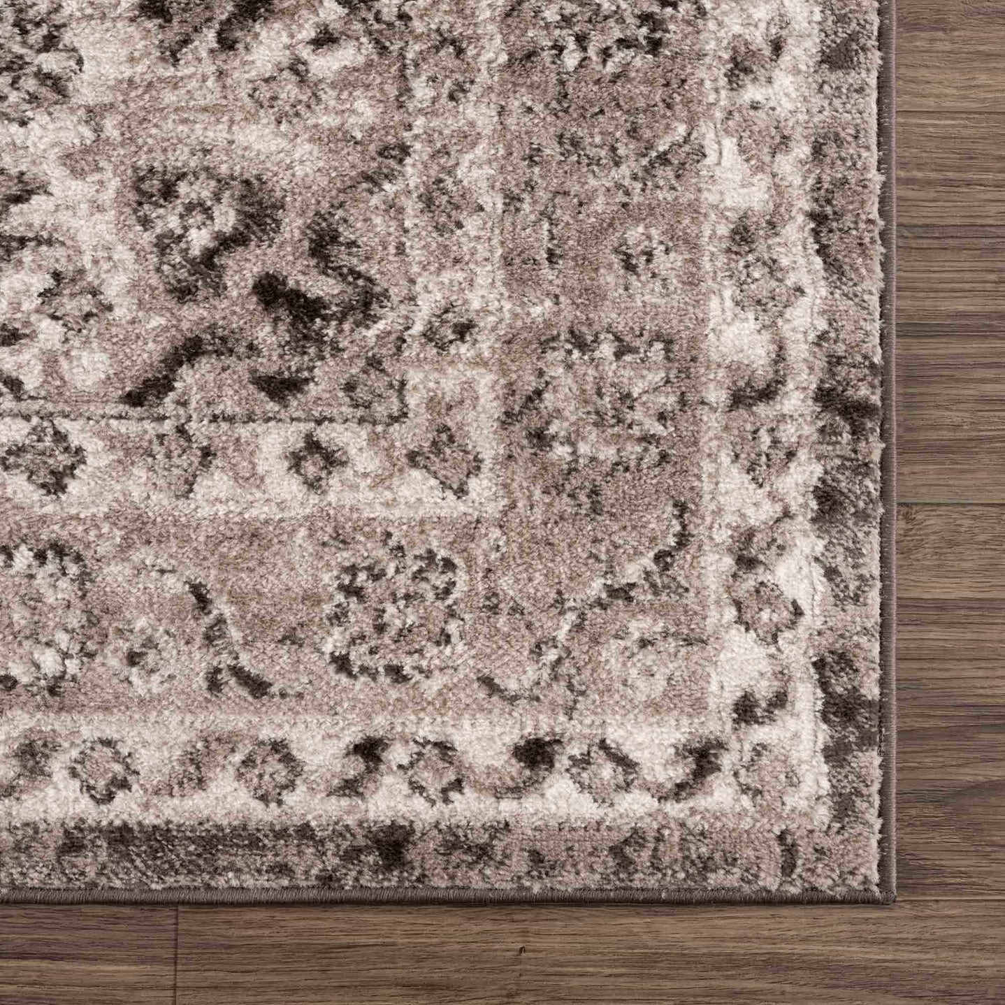 Antique Look Traditional Heriz Medallion Design Brown, Ivory and Charcoal Area Rug - The Rug Decor