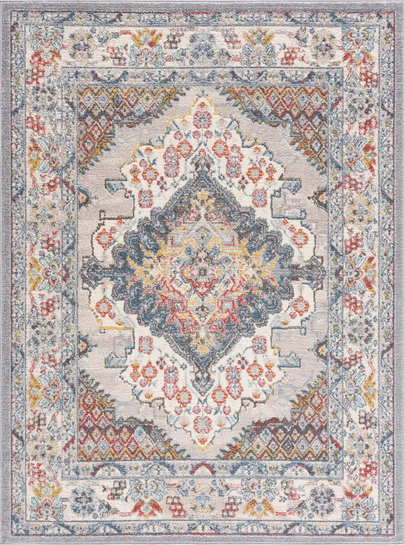 Antique look Traditional Machine Woven Tan, Charcoal, Ivory and Rust Multi Size Rug - The Rug Decor