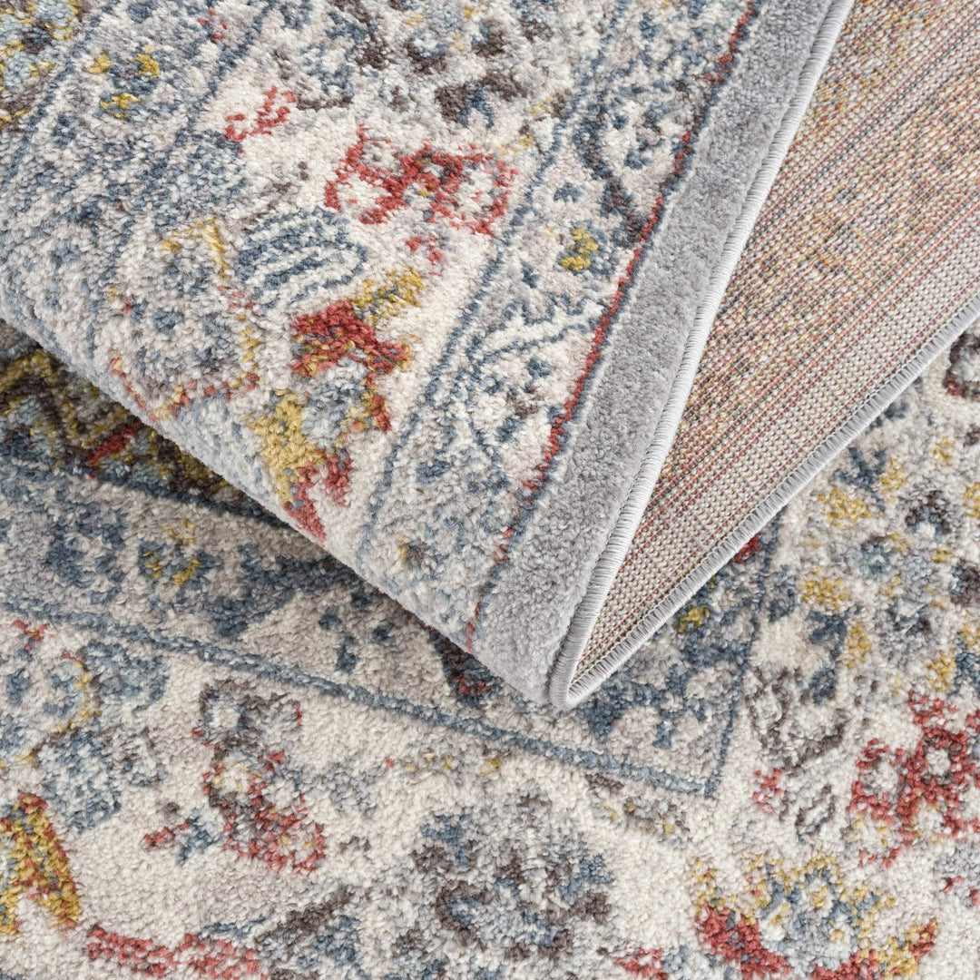 Antique look Traditional Machine Woven Tan, Charcoal, Ivory and Rust Multi Size Rug - The Rug Decor