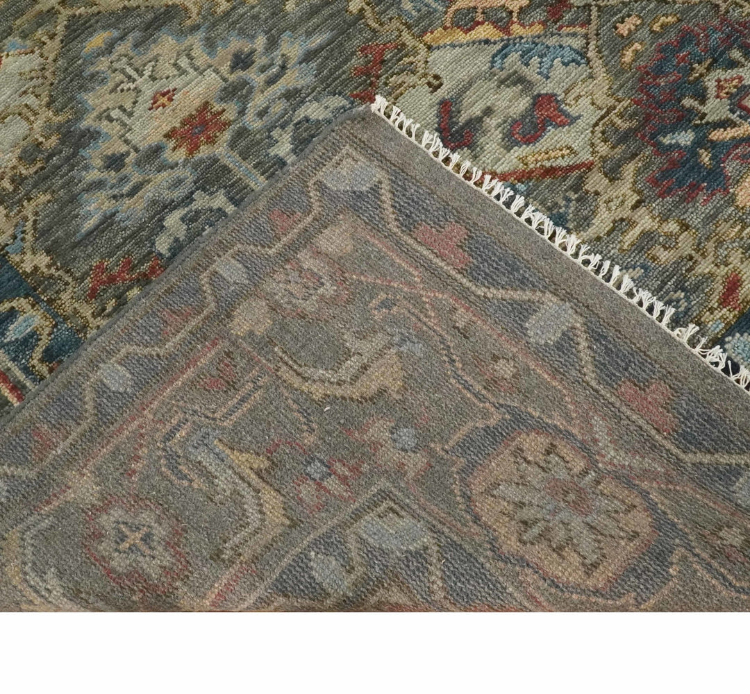 Antique Moss 5x8, 6x9, 8x10, 9x12, 10x14 and 12x15 All Wool Traditional Persian Charcoal, Brown and Blue Vibrant Hand knotted Oushak Area Rug | TRDCP724 - The Rug Decor
