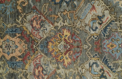 Antique Moss 5x8, 6x9, 8x10, 9x12, 10x14 and 12x15 All Wool Traditional Persian Charcoal, Brown and Blue Vibrant Hand knotted Oushak Area Rug | TRDCP724 - The Rug Decor