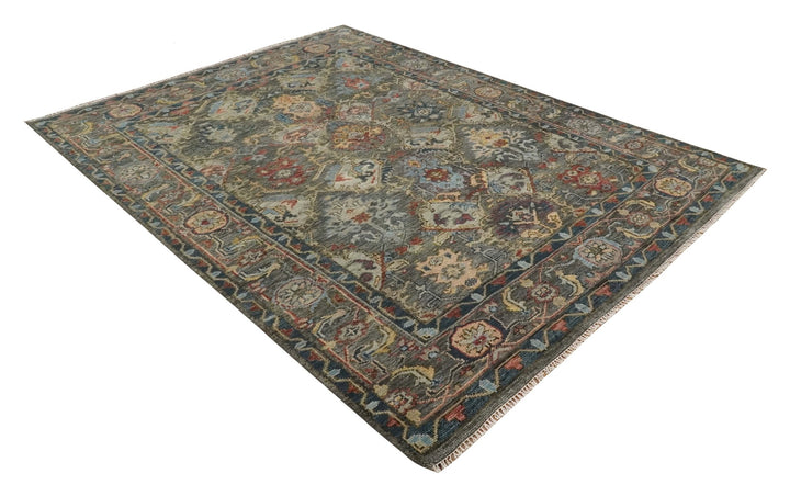 Antique Moss 5x8, 6x9, 8x10, 9x12, 10x14 and 12x15 All Wool Traditional Persian Charcoal, Brown and Blue Vibrant Hand knotted Oushak Area Rug | TRDCP724 - The Rug Decor