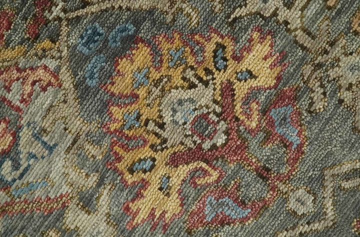 Antique Moss 5x8, 6x9, 8x10, 9x12, 10x14 and 12x15 All Wool Traditional Persian Charcoal, Brown and Blue Vibrant Hand knotted Oushak Area Rug | TRDCP724 - The Rug Decor