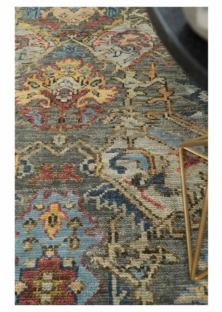 Antique Moss 5x8, 6x9, 8x10, 9x12, 10x14 and 12x15 All Wool Traditional Persian Charcoal, Brown and Blue Vibrant Hand knotted Oushak Area Rug | TRDCP724 - The Rug Decor