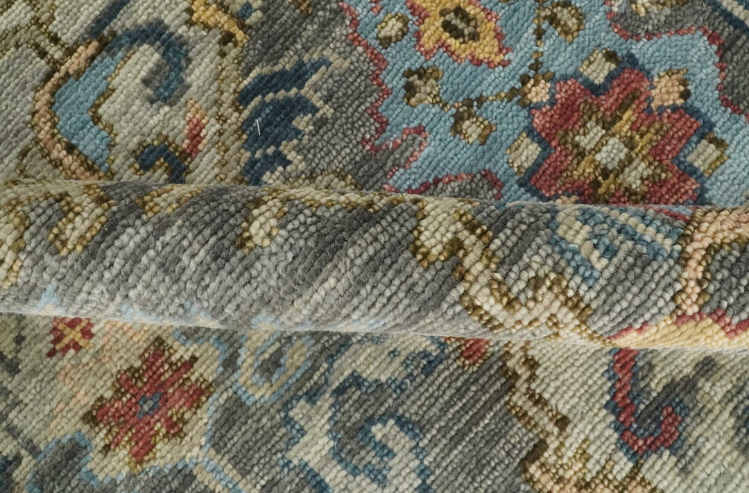 Antique Moss 5x8, 6x9, 8x10, 9x12, 10x14 and 12x15 All Wool Traditional Persian Charcoal, Brown and Blue Vibrant Hand knotted Oushak Area Rug | TRDCP724 - The Rug Decor