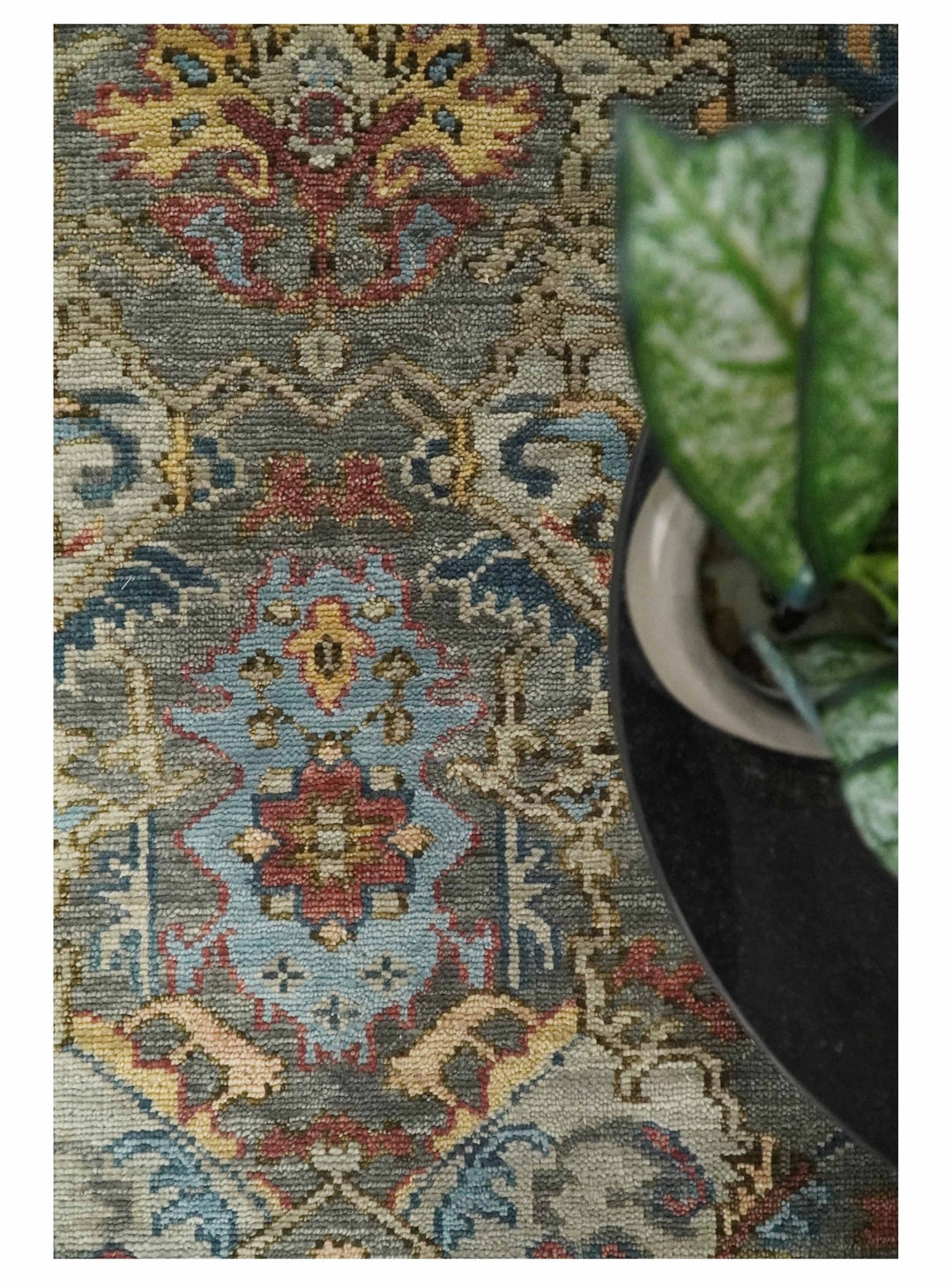 Antique Moss 5x8, 6x9, 8x10, 9x12, 10x14 and 12x15 All Wool Traditional Persian Charcoal, Brown and Blue Vibrant Hand knotted Oushak Area Rug | TRDCP724 - The Rug Decor