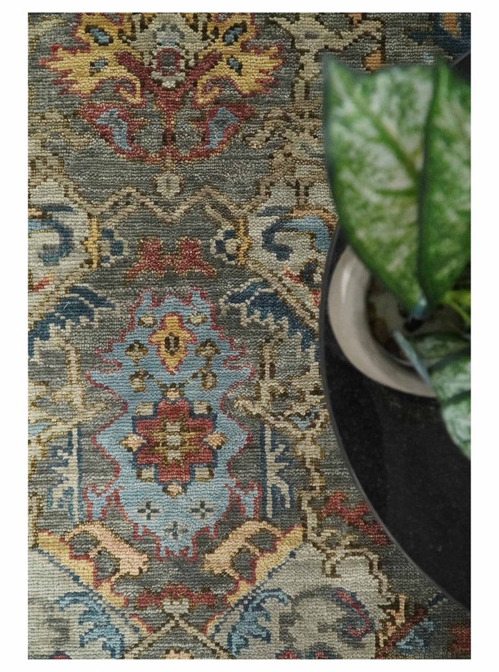 Antique Moss 5x8, 6x9, 8x10, 9x12, 10x14 and 12x15 All Wool Traditional Persian Charcoal, Brown and Blue Vibrant Hand knotted Oushak Area Rug | TRDCP724 - The Rug Decor