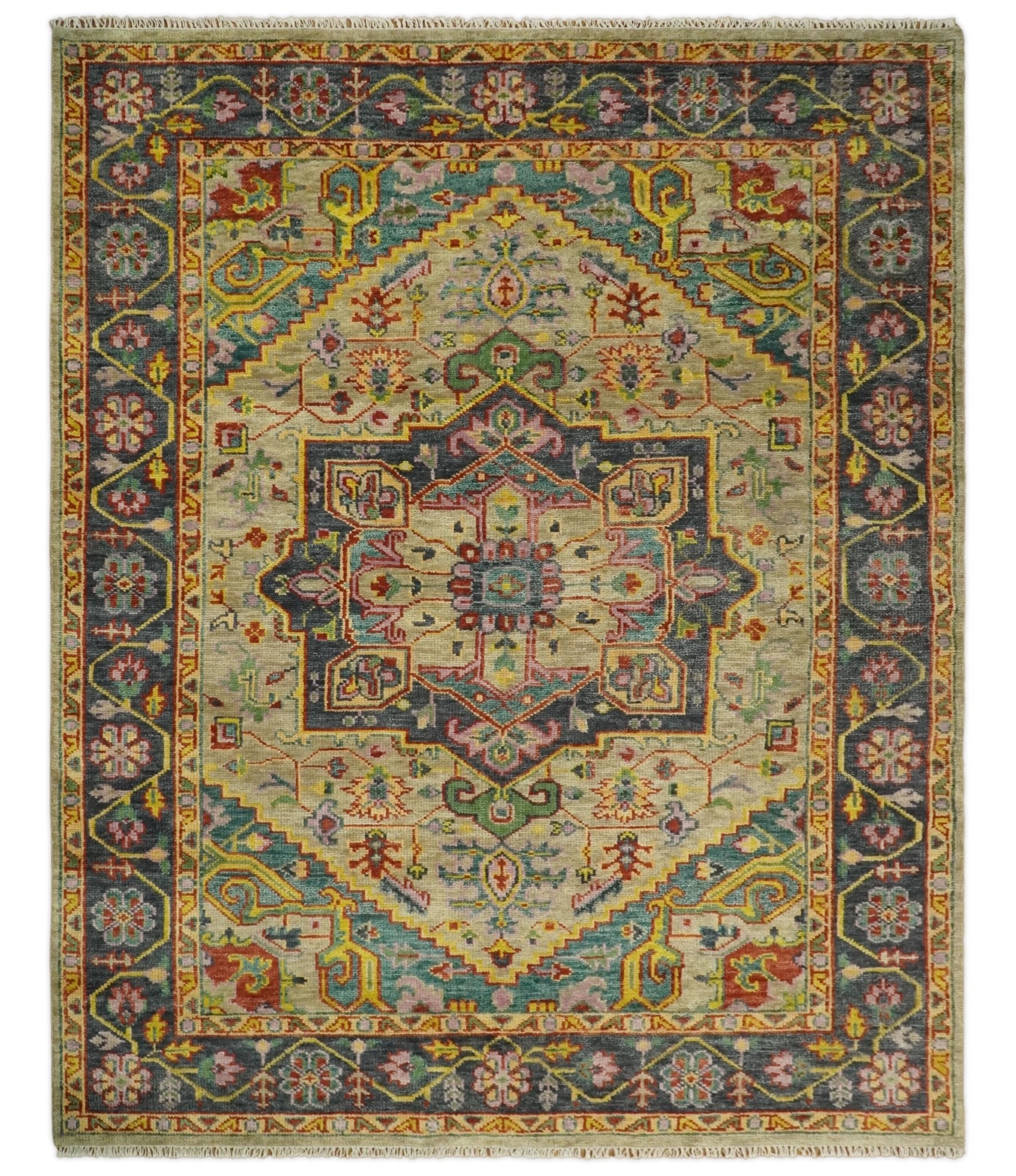 Antique Moss Green and Pink Traditional Multi Size Wool Area Rug – The ...