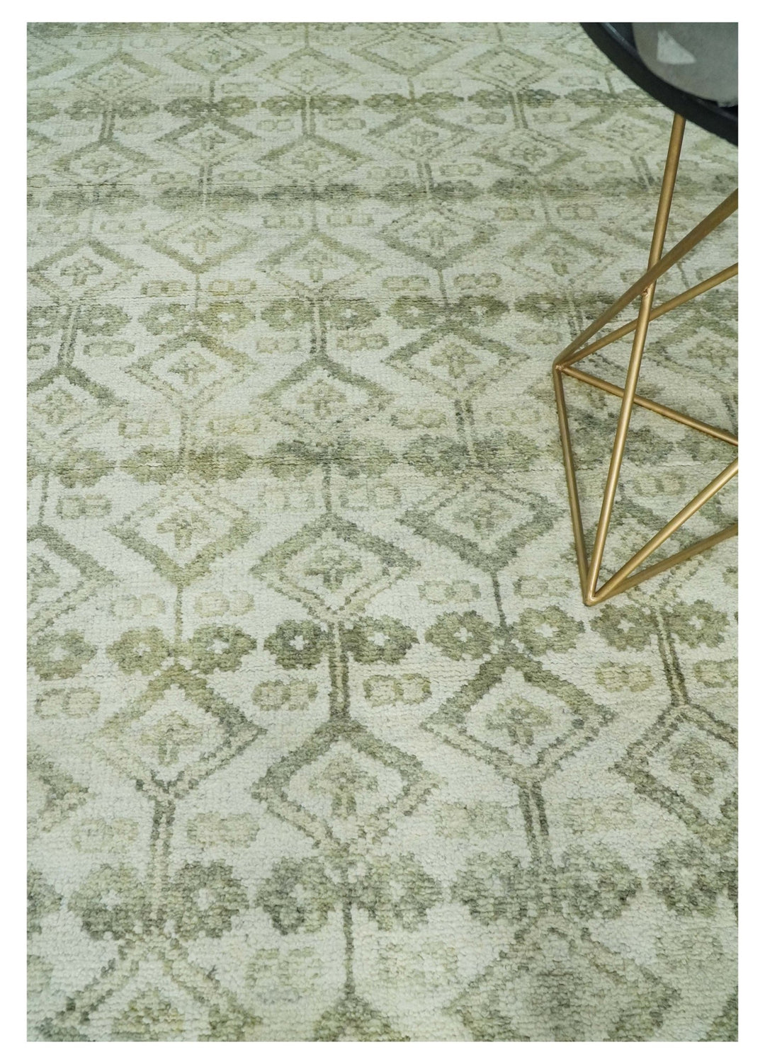 Antique Moss 6x9, 8x10, 9x12, 10x14 and 12x15 Hand Knotted Turkish Silver and Olive Traditional Antique Persian Low Pile Area Rug | TRDCP1123 - The Rug Decor