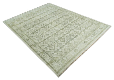 Antique Moss 6x9, 8x10, 9x12, 10x14 and 12x15 Hand Knotted Turkish Silver and Olive Traditional Antique Persian Low Pile Area Rug | TRDCP1123 - The Rug Decor