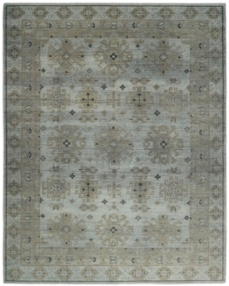 Antique Moss 8x10 Brown and Silver Traditional Persian Area Rug | TRD2274 - The Rug Decor