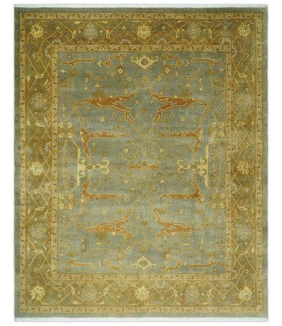 Antique Moss 8x10 Hand Knotted Gray and Brown Traditional Vintage Persian Style Wool Rug | AC22810 - The Rug Decor