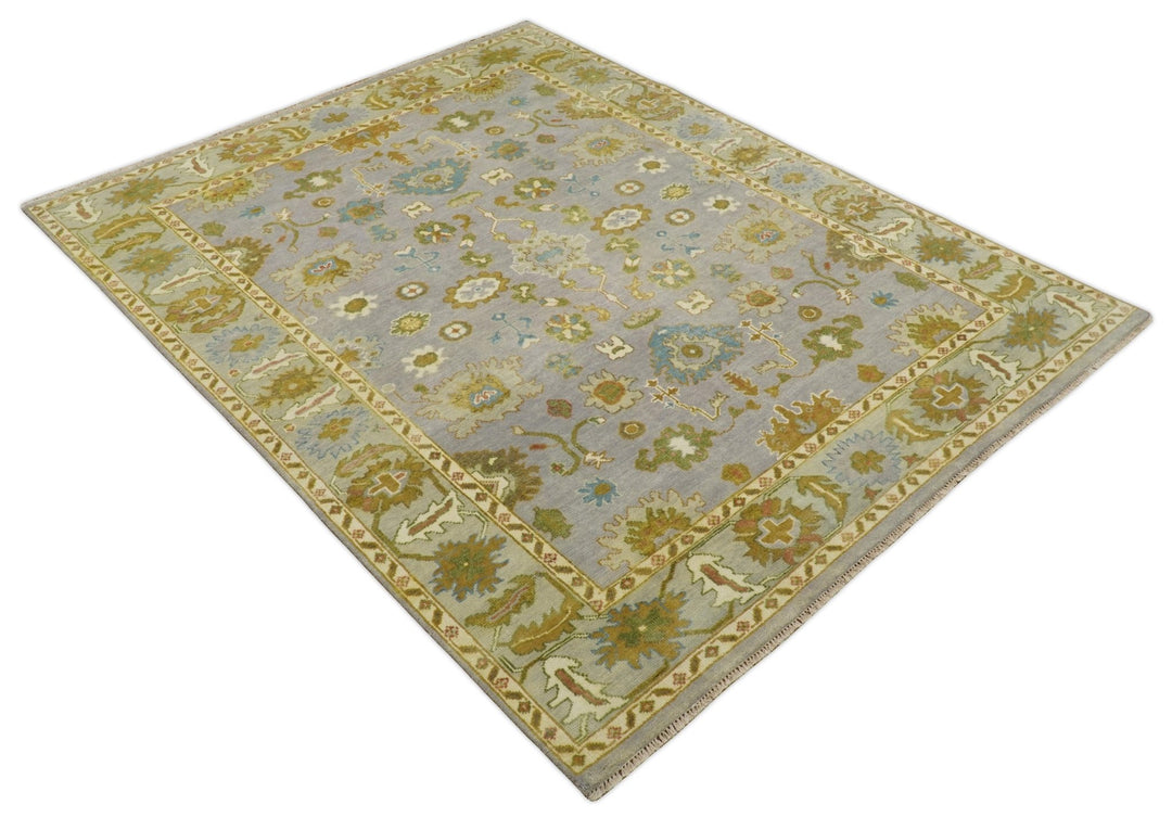 Antique Moss 8x10 Hand Knotted Silver and Green Traditional Persian Antique Wool Rug | TRDCP766810 - The Rug Decor