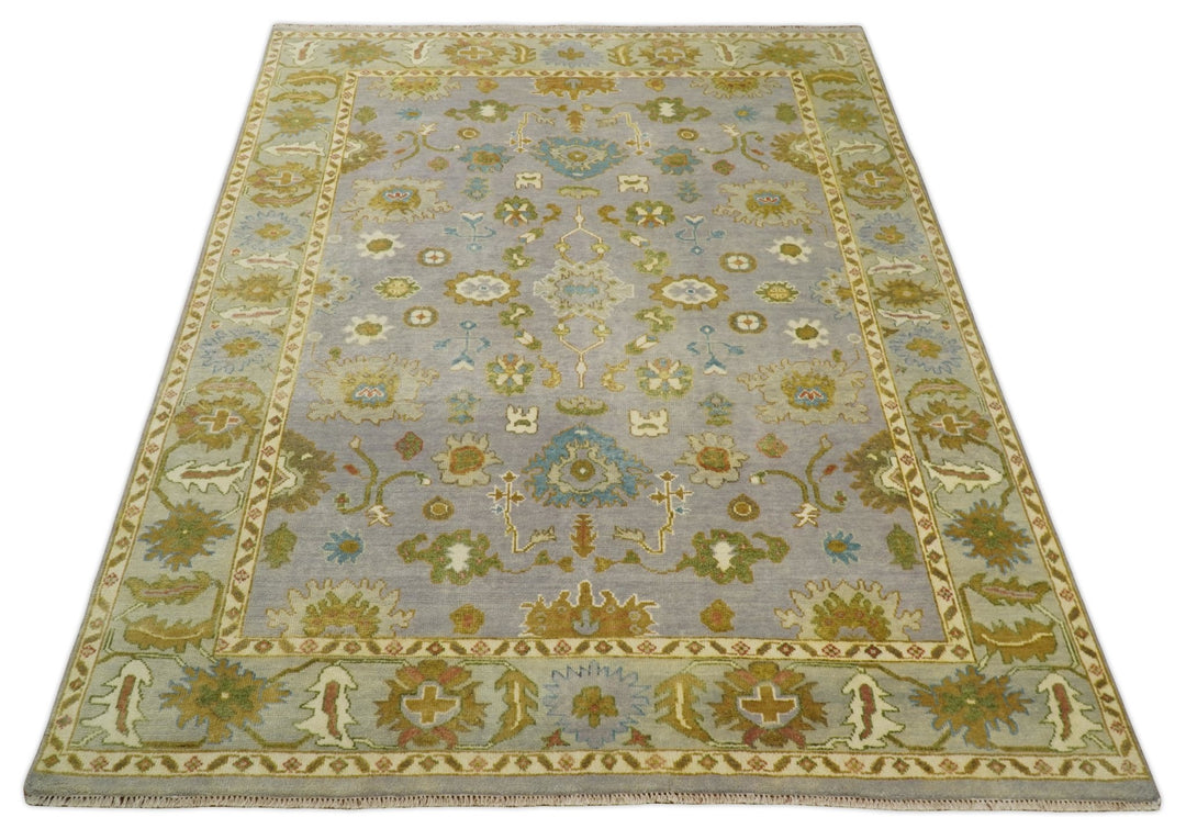 Antique Moss 8x10 Hand Knotted Silver and Green Traditional Persian Antique Wool Rug | TRDCP766810 - The Rug Decor