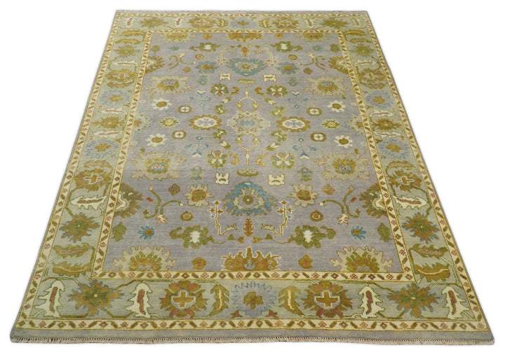 Antique Moss 8x10 Hand Knotted Silver and Green Traditional Persian Antique Wool Rug | TRDCP766810 - The Rug Decor