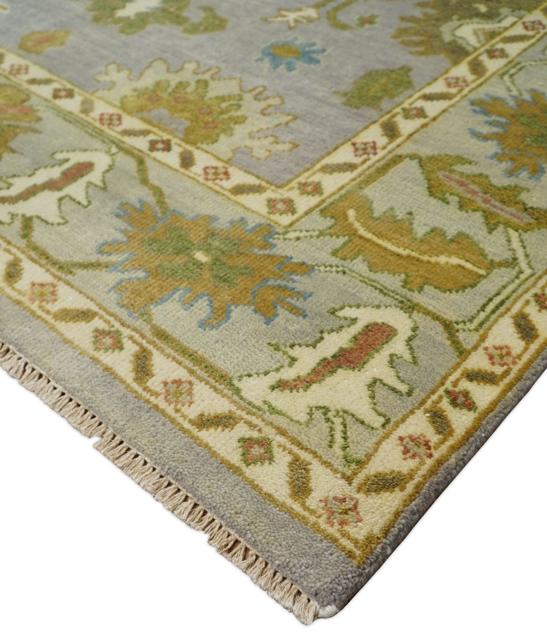 Antique Moss 8x10 Hand Knotted Silver and Green Traditional Persian Antique Wool Rug | TRDCP766810 - The Rug Decor