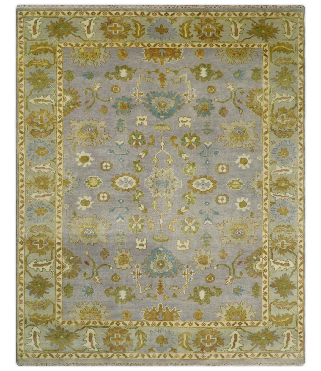 Antique Moss 8x10 Hand Knotted Silver and Green Traditional Persian Antique Wool Rug | TRDCP766810 - The Rug Decor