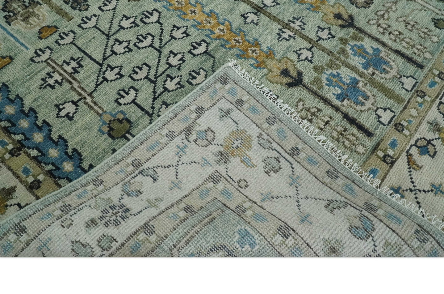 Antique Moss Green 5x8, 6x9, 8x10, 9x12, 10x14, 12x15 Wool Hand Knotted Traditional Ivory Vintage Persian Wool Area Rug | TRDCP663 - The Rug Decor