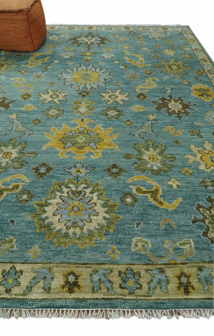 Antique Moss Green and Blue 5x8, 6x9, 8x10, 9x12, 10x14, 12x15 Wool Hand Knotted Traditional Vintage Persian Wool Area Rug | TRDCP815 - The Rug Decor