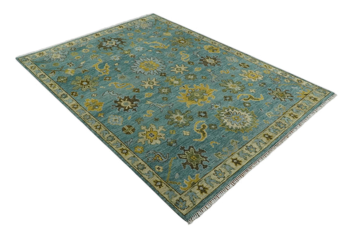 Antique Moss Green and Blue 5x8, 6x9, 8x10, 9x12, 10x14, 12x15 Wool Hand Knotted Traditional Vintage Persian Wool Area Rug | TRDCP815 - The Rug Decor