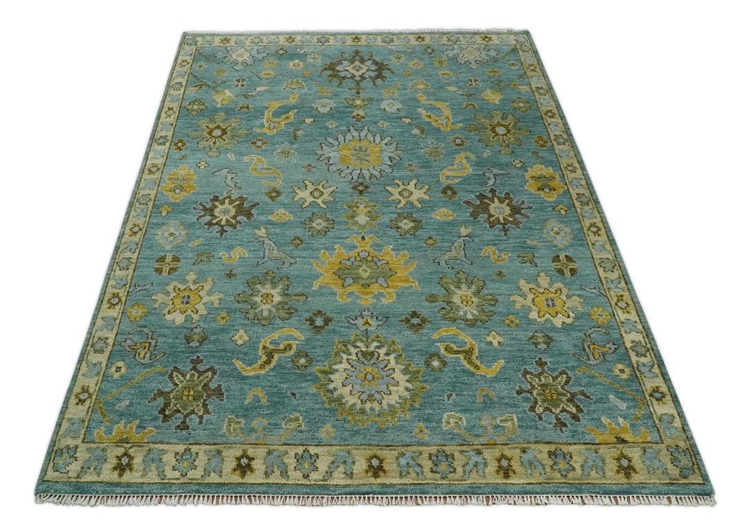 Antique Moss Green and Blue 5x8, 6x9, 8x10, 9x12, 10x14, 12x15 Wool Hand Knotted Traditional Vintage Persian Wool Area Rug | TRDCP815 - The Rug Decor