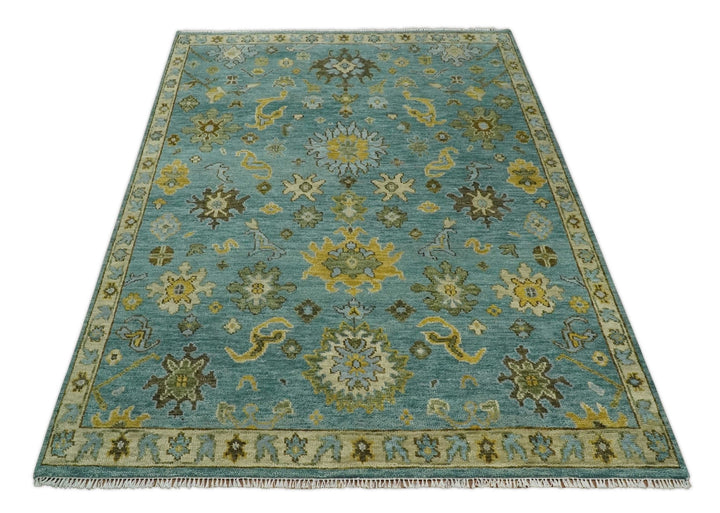 Antique Moss Green and Blue 5x8, 6x9, 8x10, 9x12, 10x14, 12x15 Wool Hand Knotted Traditional Vintage Persian Wool Area Rug | TRDCP815 - The Rug Decor