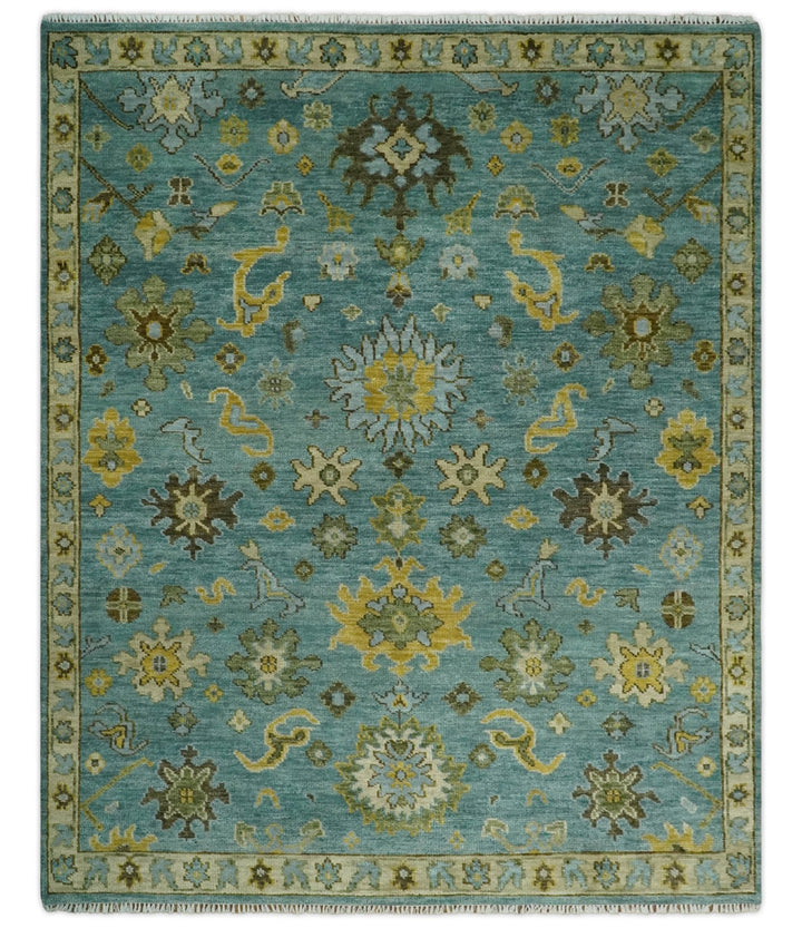 Antique Moss Green and Blue 5x8, 6x9, 8x10, 9x12, 10x14, 12x15 Wool Hand Knotted Traditional Vintage Persian Wool Area Rug | TRDCP815 - The Rug Decor