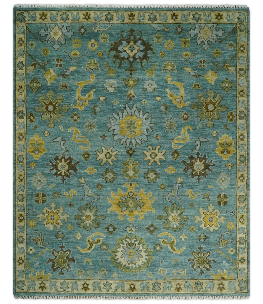 Antique Moss Green and Blue 5x8, 6x9, 8x10, 9x12, 10x14, 12x15 Wool Hand Knotted Traditional Vintage Persian Wool Area Rug | TRDCP815 - The Rug Decor