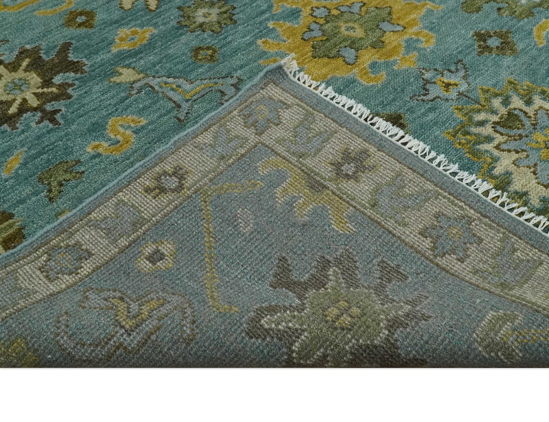 Antique Moss Green and Blue 5x8, 6x9, 8x10, 9x12, 10x14, 12x15 Wool Hand Knotted Traditional Vintage Persian Wool Area Rug | TRDCP815 - The Rug Decor