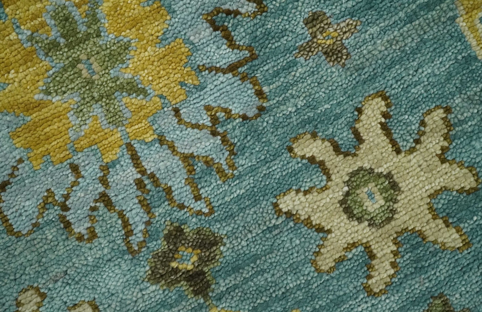 Feblilac 3D Blue-Green-Yellow Moss Wool Area Rug, Multiple Sized