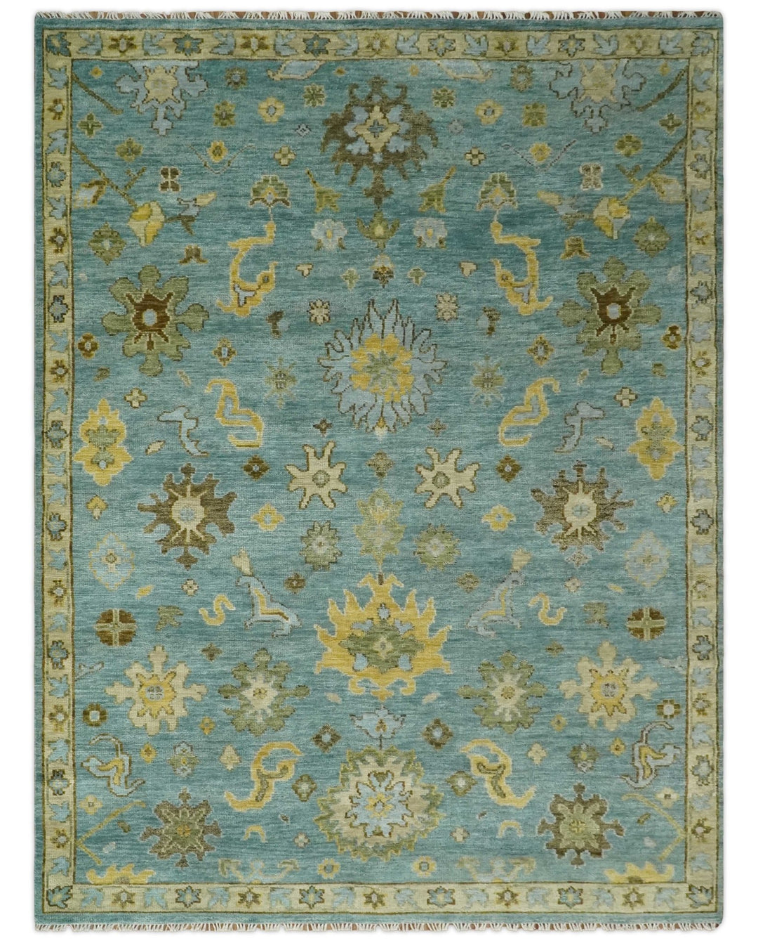 Antique Moss Green and Blue 5x8, 6x9, 8x10, 9x12, 10x14, 12x15 Wool Hand Knotted Traditional Vintage Persian Wool Area Rug | TRDCP815 - The Rug Decor