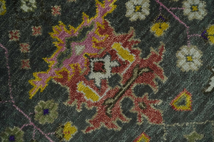 Antique Moss Hand Knotted 5x8, 6x9, 8x10, 9x12, 10x14 and 12x15 Charcoal, Ivory and Green Traditional Persian Oushak Wool Rug | TRDCP918912 - The Rug Decor