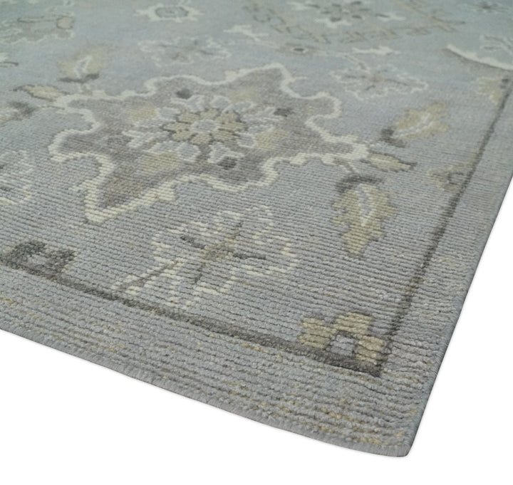 Antique Muted Silver Rug 8x11 Hand Knotted Turkish Silver, Beige and Brown Traditional Antique Persian Low Pile Area Rug | TRD2744811S - The Rug Decor