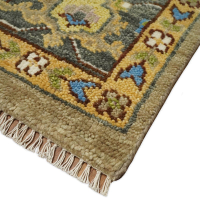 Antique Olive 9x12 Hand Knotted Ivory and Gold Traditional Persian Rug | TRDCP701912 - The Rug Decor