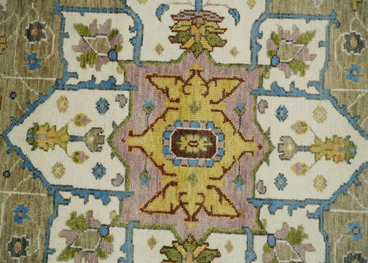 Antique Olive 9x12 Hand Knotted Ivory and Gold Traditional Persian Rug | TRDCP701912 - The Rug Decor