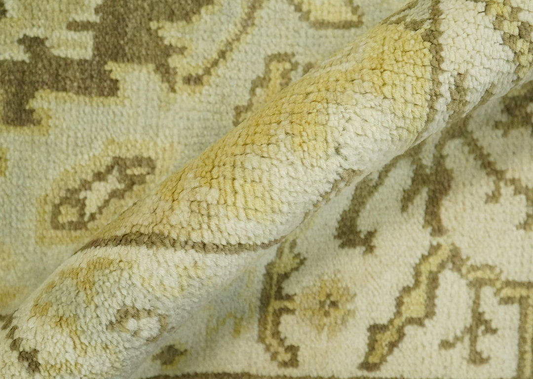 Antique Oushak 2x3 Beige and Brown Hand Knotted Entryway Wool Area Rug | TRD1925223 - The Rug Decor