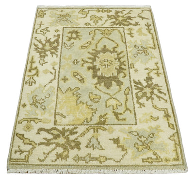 Antique Oushak 2x3 Beige and Brown Hand Knotted Entryway Wool Area Rug | TRD1925223 - The Rug Decor
