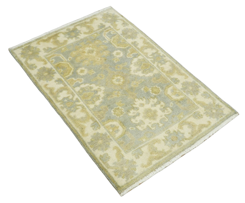 Antique Oushak 2x3 Beige and Brown Hand Knotted Entryway Wool Area Rug | TRD1951623 - The Rug Decor