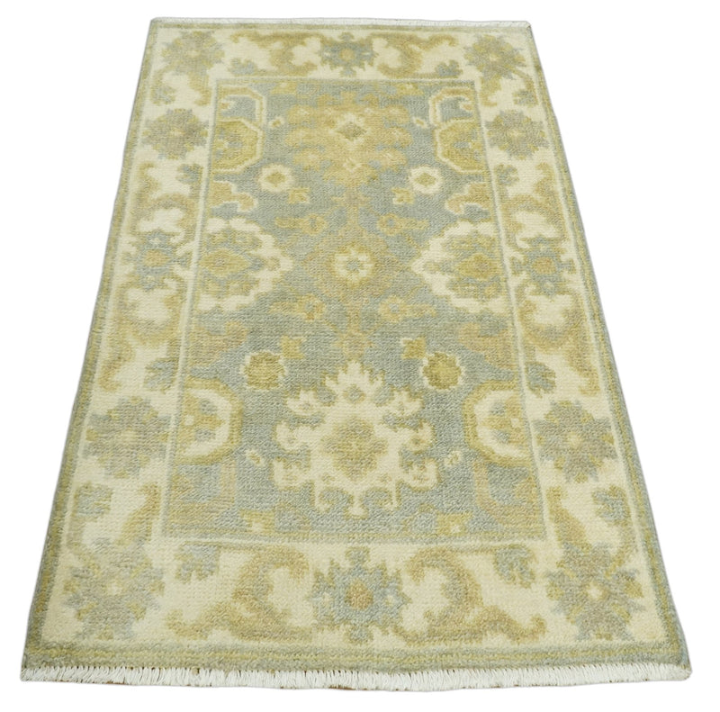 Antique Oushak 2x3 Beige and Brown Hand Knotted Entryway Wool Area Rug | TRD1951623 - The Rug Decor