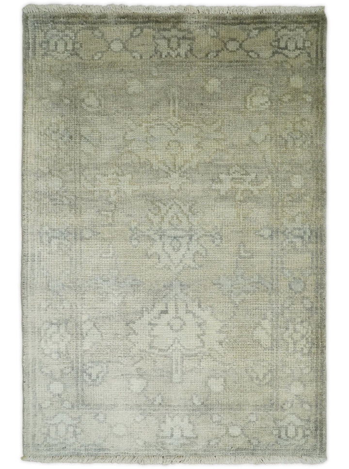 Antique Persian 2x3 Beige and Gray Hand Knotted Entryway Wool Area Rug | TRD2954723 - The Rug Decor