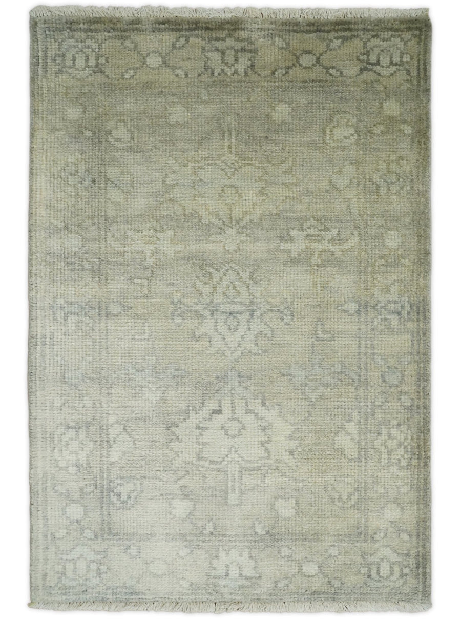 Antique Persian 2x3 Beige and Gray Hand Knotted Entryway Wool Area Rug | TRD2954723 - The Rug Decor