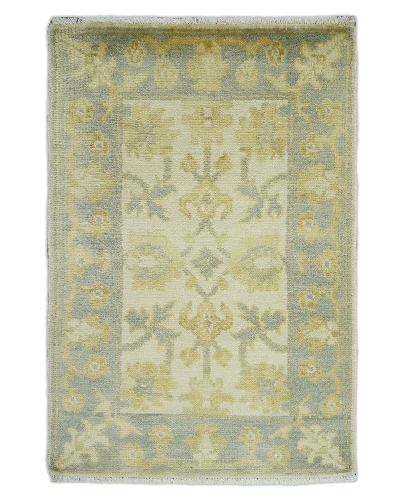 Antique Persian 2x3 Beige and Gray Hand Knotted Entryway Wool Area Rug | TRDWN123 - The Rug Decor