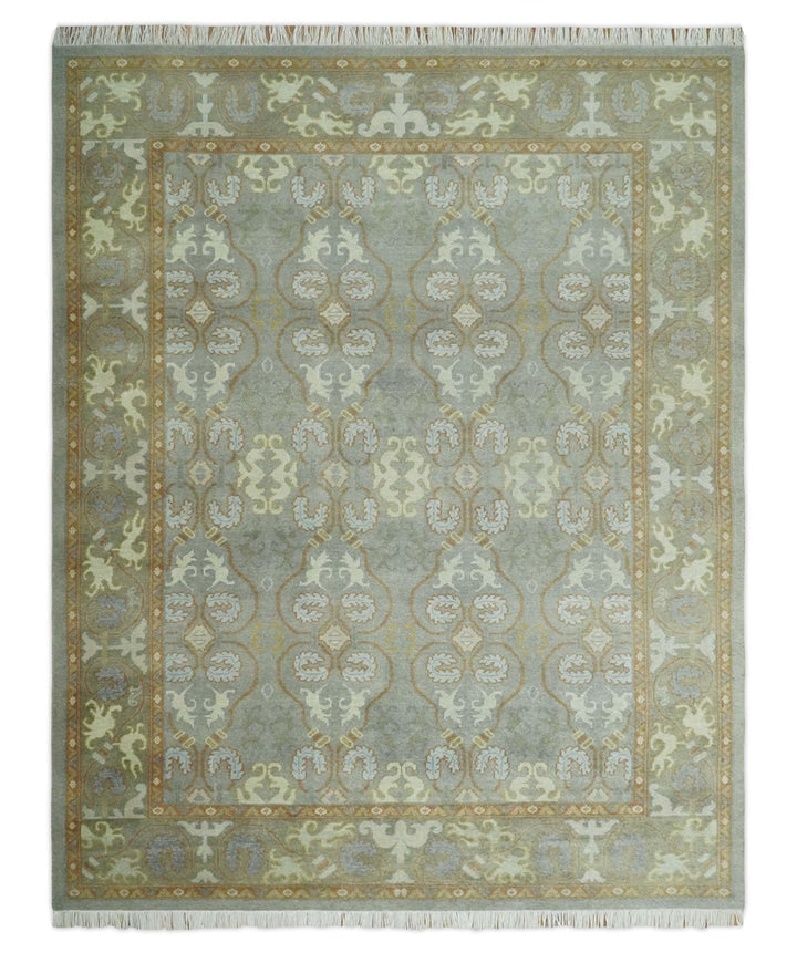 Antique Persian 8x10 Hand Knotted Gray and Beige Traditional Persian Oushak Wool Rug | AC1810 - The Rug Decor