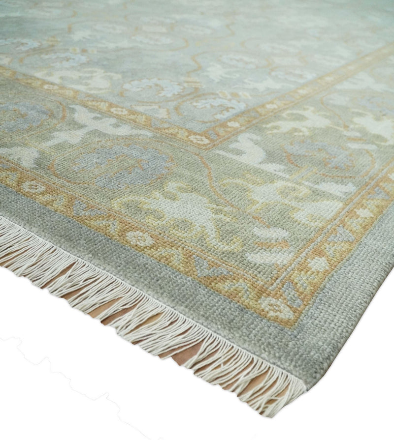 Antique Persian 8x10 Hand Knotted Gray and Beige Traditional Persian Oushak Wool Rug | AC1810 - The Rug Decor