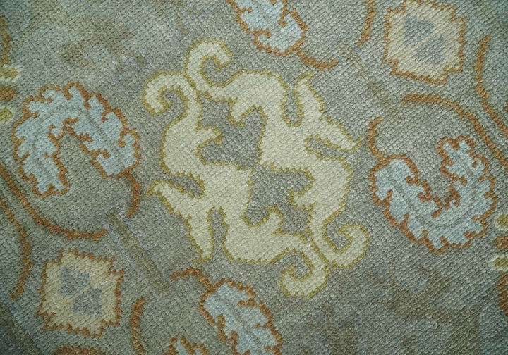 Antique Persian 8x10 Hand Knotted Gray and Beige Traditional Persian Oushak Wool Rug | AC1810 - The Rug Decor
