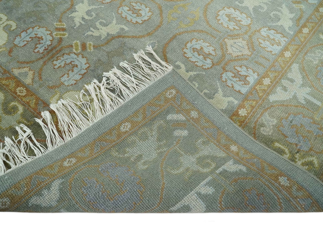 Antique Persian 8x10 Hand Knotted Gray and Beige Traditional Persian Oushak Wool Rug | AC1810 - The Rug Decor