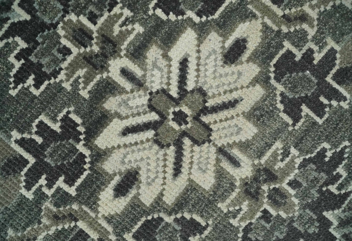 Antique Persian Earthy Sage Hand Knotted 8x10 Gray and Ivory Traditional Vintage Heriz Serapi Wool Rug | AC25810 - The Rug Decor