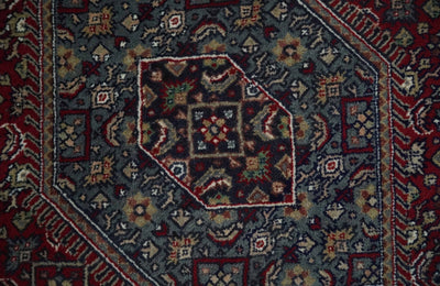 Antique Persian Hand Knotted Maroon, Black and Blue Traditional Medallion Wool Rug | KNT25 - The Rug Decor