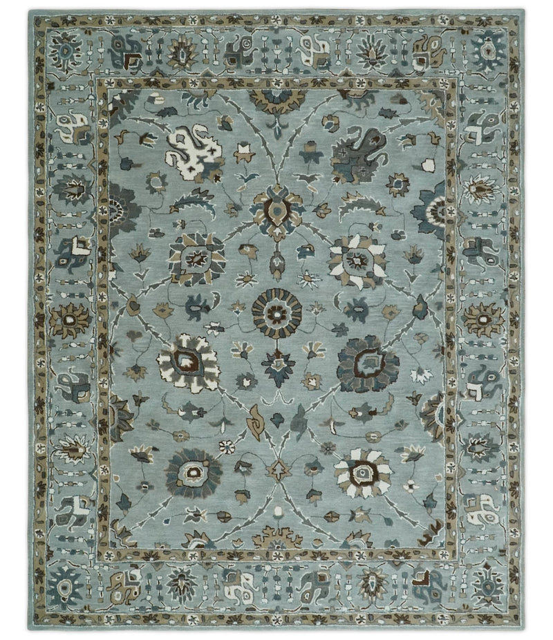 Antique Persian Hand Tufted Silver Oushak Rug, 6x9, 8x10, 9x12 Kids, Living Room and Bedroom Rug | TRD6491 - The Rug Decor