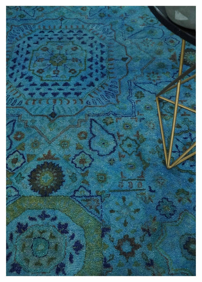 Antique Persian Mamluk Hand Tufted Blue Overdyed 5x8, 6x9 and 8x10 Wool Area Rug | TRD6484 - The Rug Decor